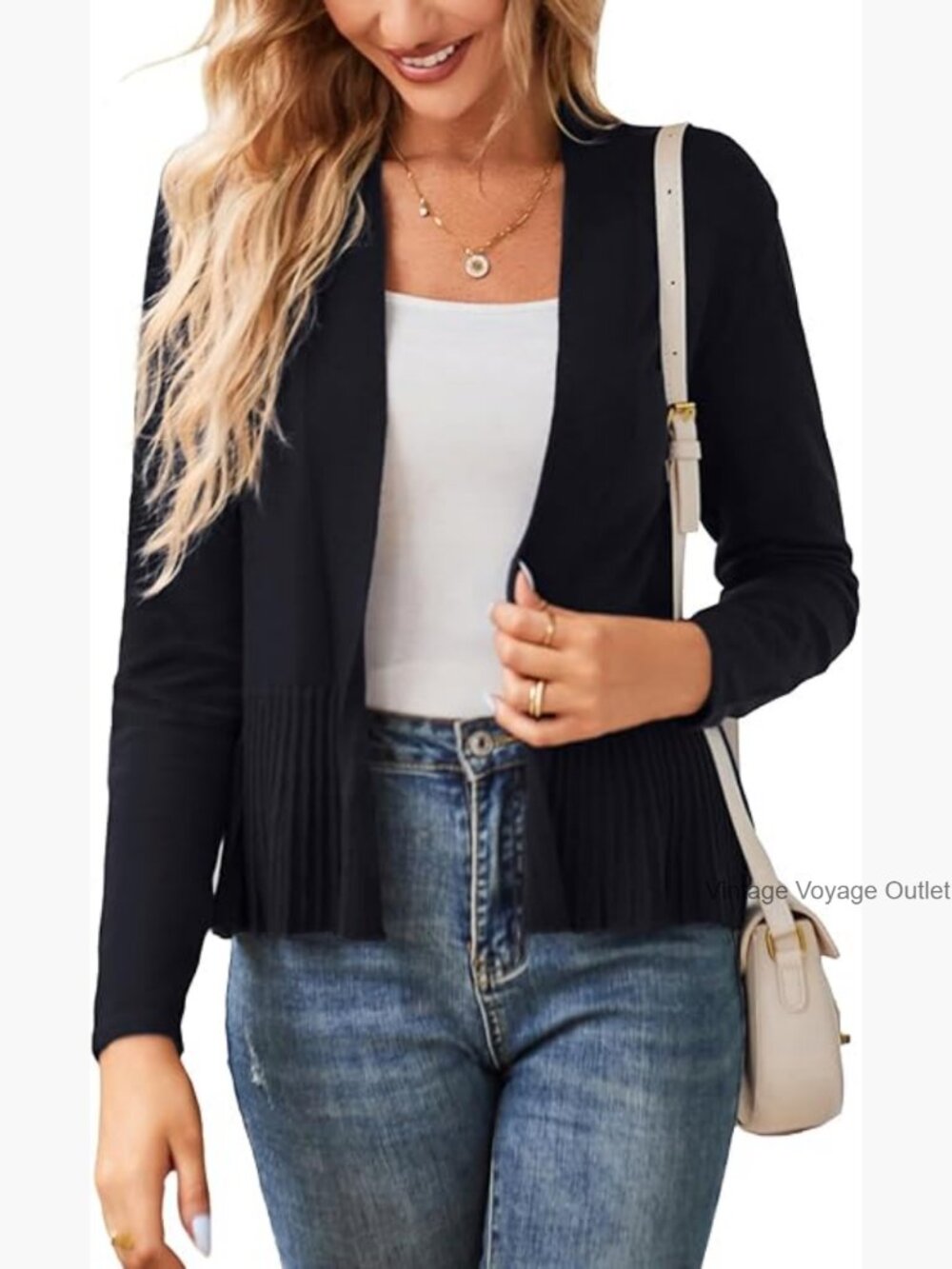 Lightweight Peplum Cardigan Open Front Long Sleeve Knit Top Trendy